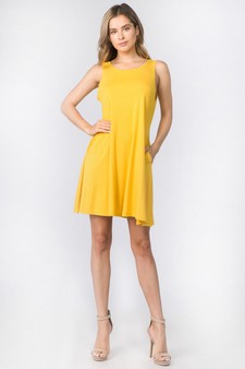 Women's Sleeveless Criss-cross Back Dress with Pockets style 4