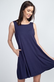 Women's Sleeveless Criss-cross Back Dress with Pockets style 2