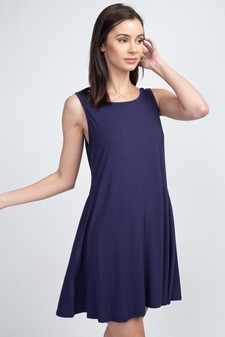 Women's Sleeveless Criss-cross Back Dress with Pockets style 3