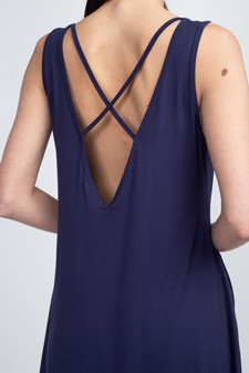 Women's Sleeveless Criss-cross Back Dress with Pockets style 6