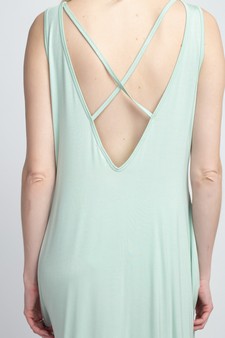 Women's Sleeveless Criss-cross Back Dress with Pockets style 6