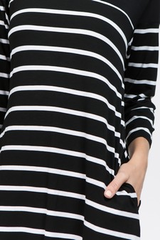 Women's Striped Two-Pocket Swing Dress style 5