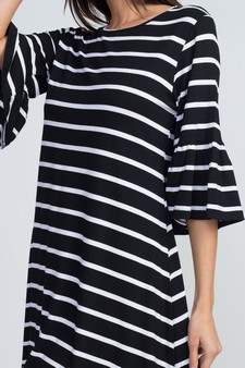 Women's Ruffled 3/4 Sleeve Striped Dress style 4