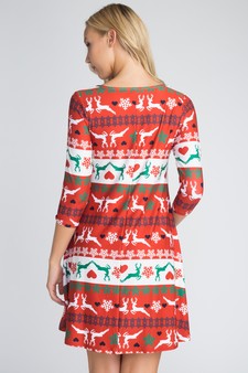 Women's Fair Isle Reindeer Print Christmas Dress (Large only) style 4