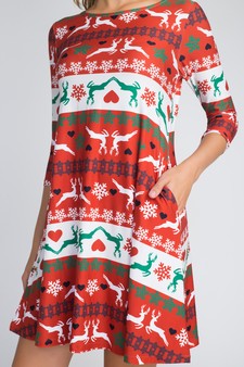 Women's Fair Isle Reindeer Print Christmas Dress (Large only) style 5