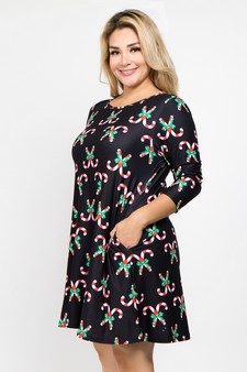 Women's Christmas Candy Canes Prints Dress style 3