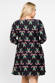 Women's Christmas Candy Canes Prints Dress style 4