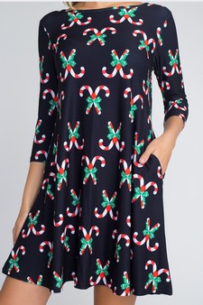 Women's Christmas Candy Canes Prints Dress style 5