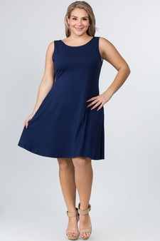 Lady's Sleeveless Comb-Cotton A-Line Dress with Pockets style 5