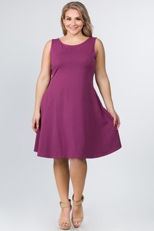 Lady's Sleeveless Comb-Cotton A-Line Dress with Pockets style 4