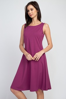 Lady's Sleeveless Comb-Cotton A-Line Dress with Pockets style 4
