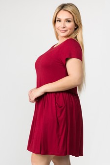 Women's Short Sleeve Babydoll Dress with Pockets style 2