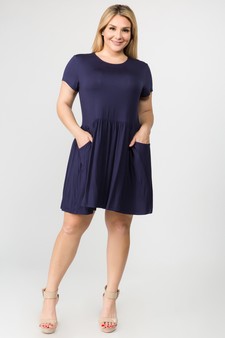 Women's Short Sleeve Babydoll Dress with Pockets style 5