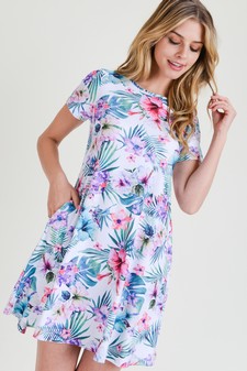 Women's Tropical Floral Print Fit And Flare Dress style 2