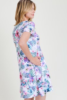 Women's Tropical Floral Print Fit And Flare Dress style 5