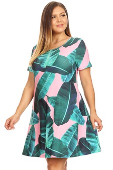 **NY ONLY**Women's Palm Leaf Print Fit and Flare Dress style 2