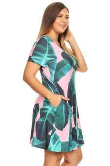 **NY ONLY**Women's Palm Leaf Print Fit and Flare Dress style 3