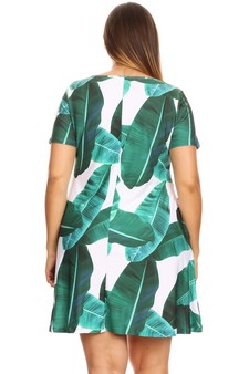 Women's Palm Leaf Print Fit and Flare Dress style 4