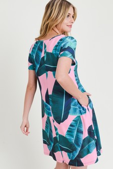 Women's Palm Leaf Print Fit and Flare Dress  **NY ONLY** style 4