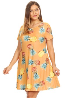 **NY ONLY**Women's Pineapple Print Fit and Flare Dress style 2