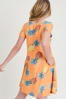 Women's Pineapple Print Fit and Flare Dress style 10
