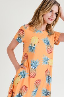 Women's Pineapple Print Fit and Flare Dress style 6