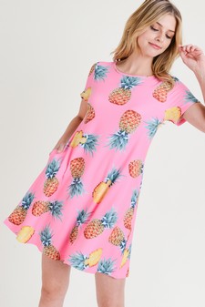 Women's Pineapple Print Fit and Flare Dress style 2