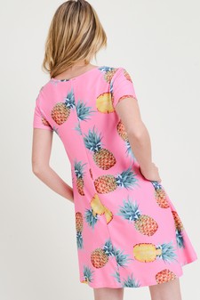 Women's Pineapple Print Fit and Flare Dress style 6