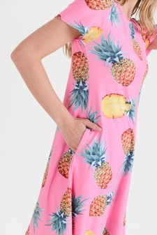 Women's Pineapple Print Fit and Flare Dress style 8