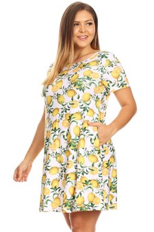 Women's Lemon Print Fit And Flare Dress style 2