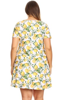 Women's Lemon Print Fit And Flare Dress style 4