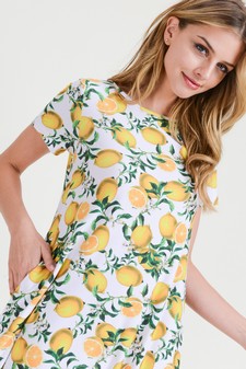 Women's Lemon Print Fit And Flare Dress style 4