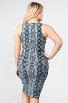 Women's Silver Snakeskin Print Bodycon Dress style 4