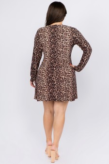 Women's Leopard Button Front A-Line Dress (XXL only) style 2