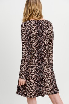 Women's Leopard Button Front A-Line Dress style 5