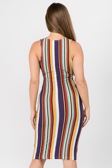 Women’s Sleeveless Multicolored Striped Bodycon Dress style 3