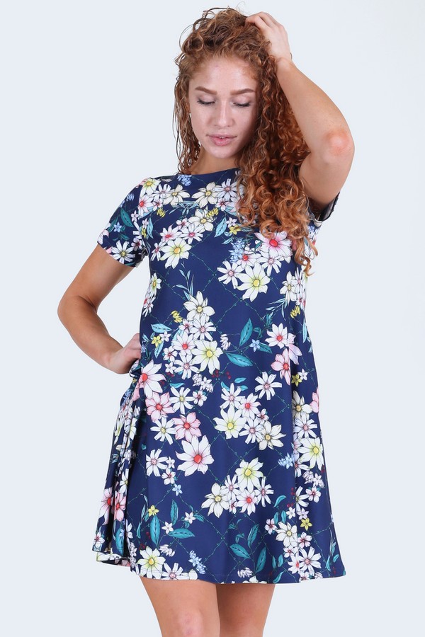 Women's Daisy Floral Dress with Pockets Wholesale