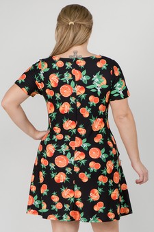 Women's Orange Fruit Dress with Pockets style 3