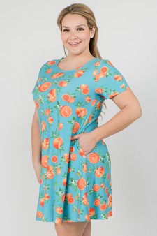 Women's Orange Fruit Dress with Pockets style 2