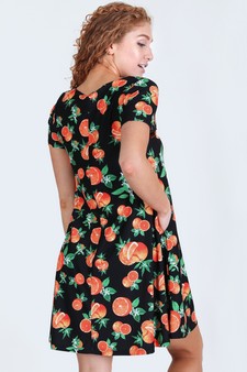 Women's Orange Fruit Dress with Pockets style 5