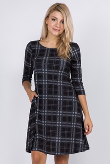 Women's Plaid A-Line Swing Dress (Large only) style 4