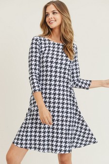 Women's Houndstooth 3/4 Sleeve Dress style 2