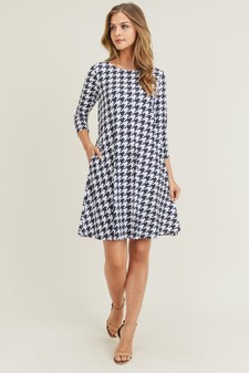 Women's Houndstooth 3/4 Sleeve Dress style 7