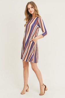 Women's Multi-Striped Swing Dress with Pockets style 5