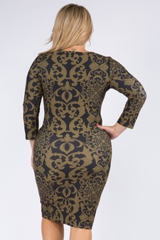 Women's Swirl Pattern Midi Bodycon Dress style 2