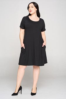 Women's Short Sleeve A-line Dress with Pockets style 5