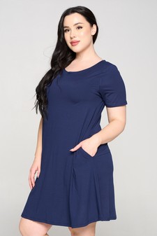 Women's Short Sleeve A-line Dress with Pockets style 3