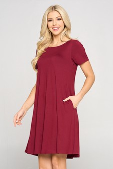 Women's Short Sleeve A-line Dress with Pockets style 3