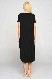 Women's Casual Curved Hem Midi Dress with Pockets style 3