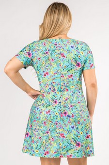 Blossoming Floral Print A-line Dress with Pockets style 3
